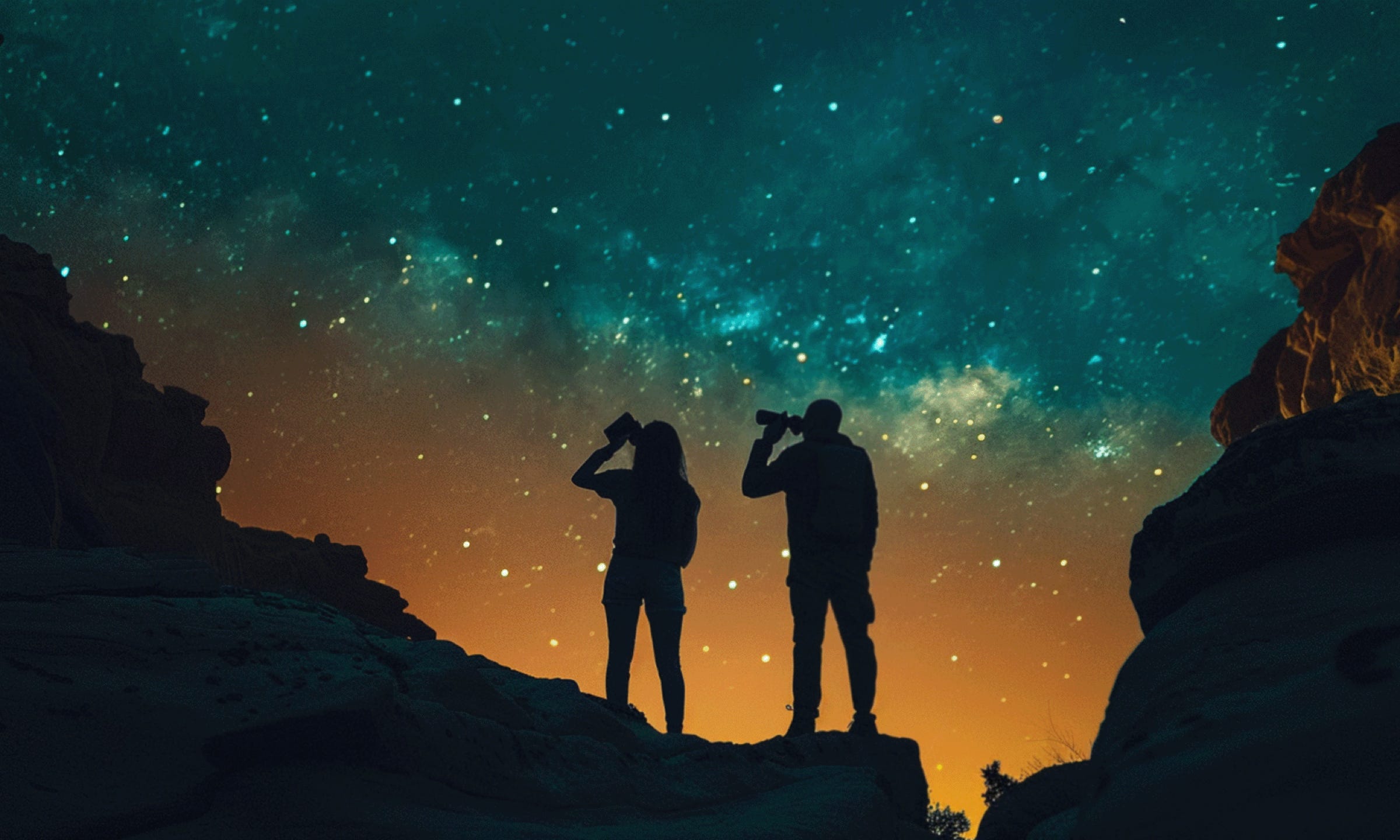 generic image of male and female looking to the stars 