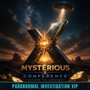 Mysterious X Conference 2026 poster — Paranormal Investigation VIP ticket